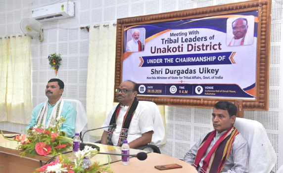 Union Minister Durgadas Uikey holds meeting with tribal leaders in Tripura’s Unakoti district.